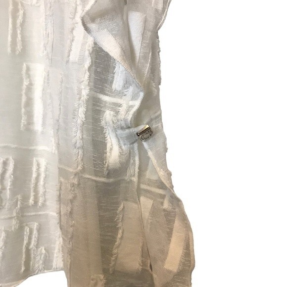 Joseph Ribkoff‎ Tiered Cap Sleeve Top Blouse US 14 White Layered Button Side - Picture 6 of 11